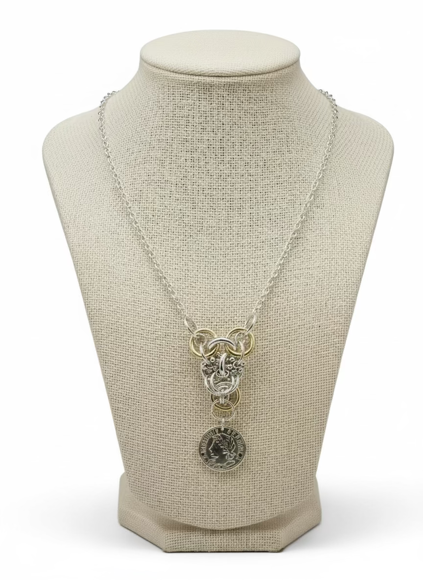 Chainmail Single Coin Necklace