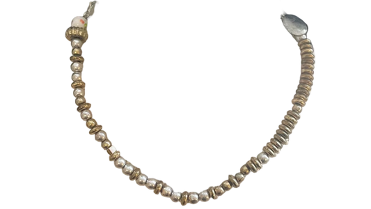 Assymetrical Mixed Material Beaded Choker