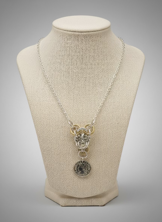 Chainmail Single Coin Necklace